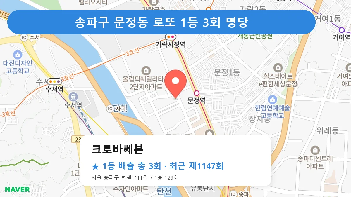 송파구 로또 명당 크로바쎄븐 위치