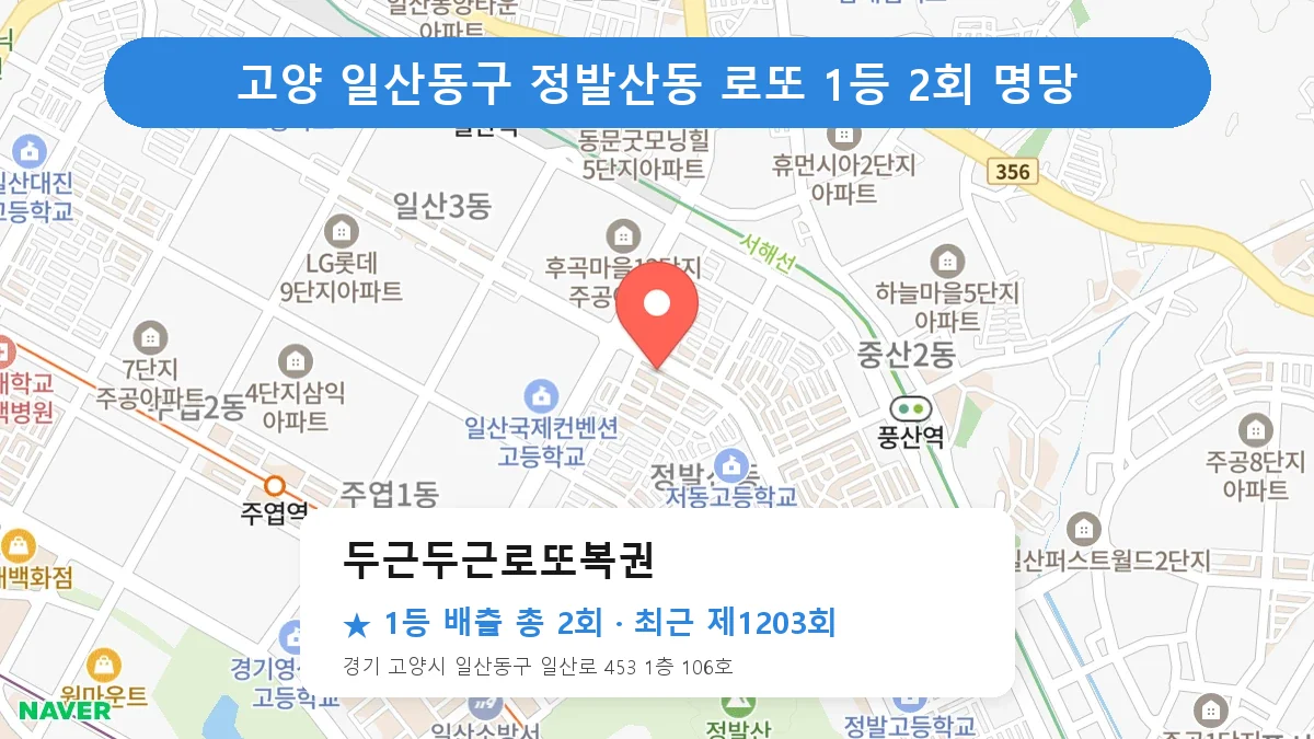 고양 일산동구 로또 명당 두근두근로또복권 위치