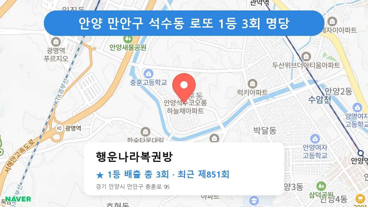 안양 만안구 로또 명당 행운나라복권방 위치