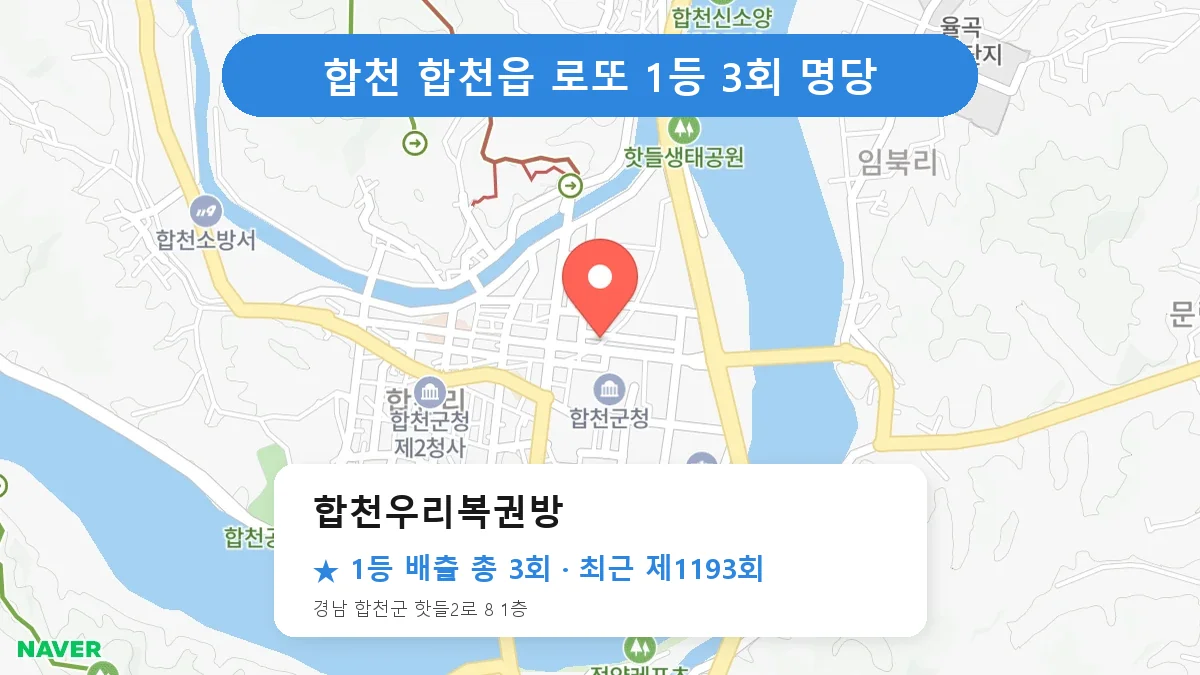 합천 합천우리복권방 로또 1등 3회 명당 | 위치·당첨 이력 (경남 합천군 합천읍)
