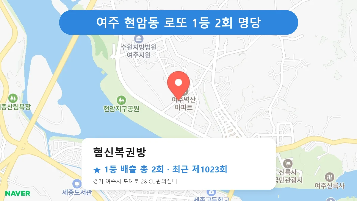 여주 협신복권방 로또 1등 2회 명당 | 위치·당첨 이력 (경기 여주시 현암동)
