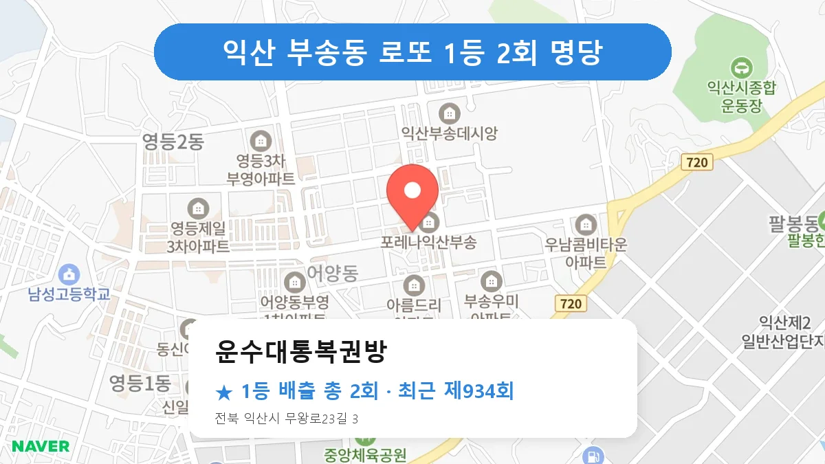익산 로또 명당 운수대통복권방 위치