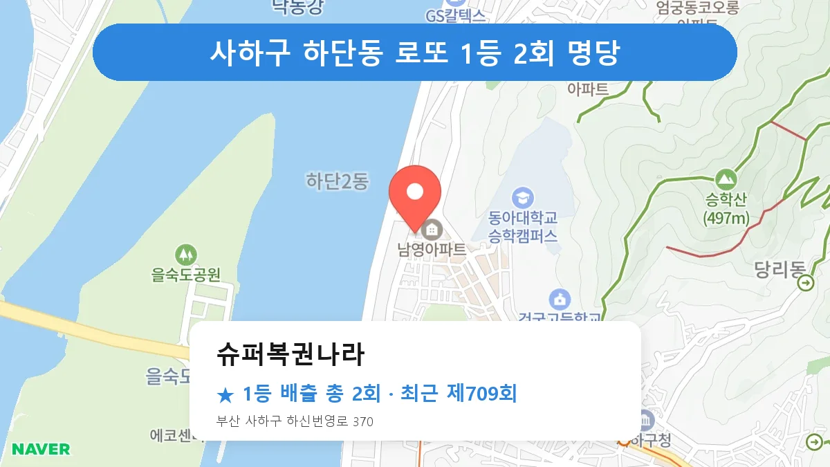 사하구 슈퍼복권나라 로또 1등 2회 명당 | 위치·당첨 이력 (부산 사하구 하단동)
