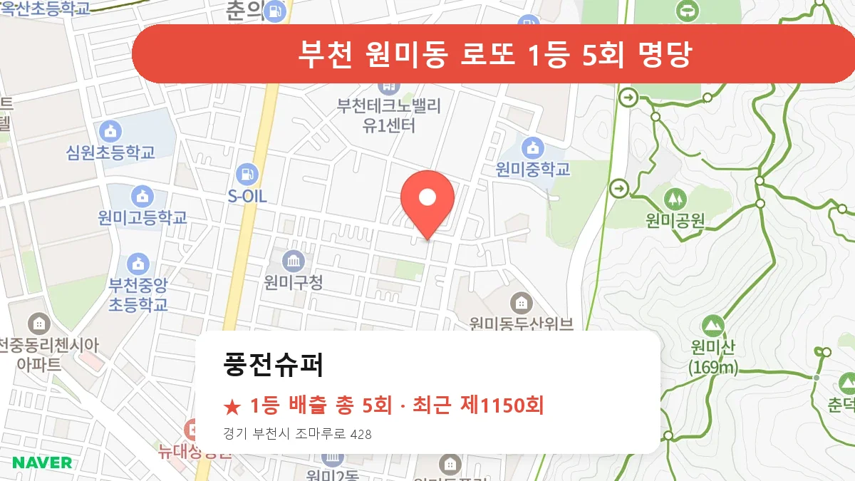 부천 로또 명당 풍전슈퍼 위치
