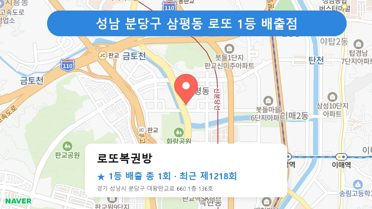 성남 분당구 로또 명당 로또복권방 위치