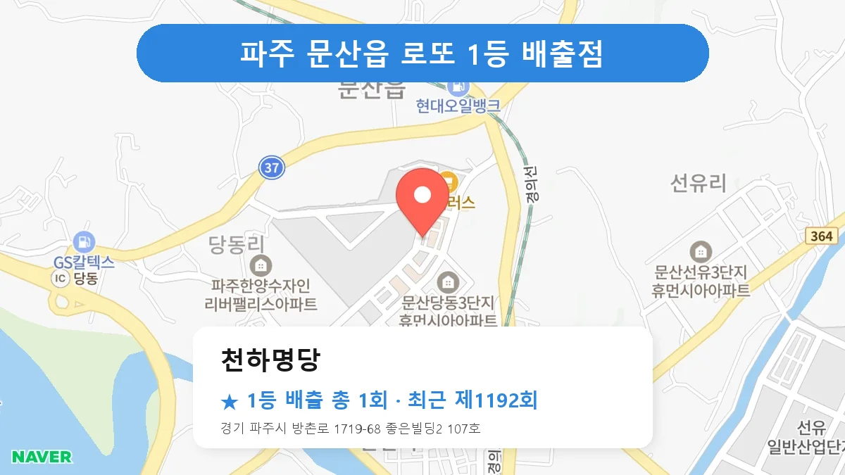 파주 천하명당 로또 1등 1회 명당 | 위치·당첨 이력 (경기 파주시 문산읍)