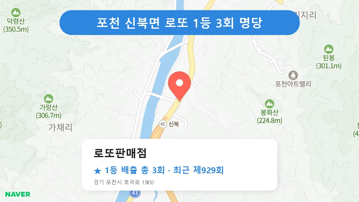 포천 로또판매점 로또 1등 3회 명당 | 위치·당첨 이력 (경기 포천시 신북면)
