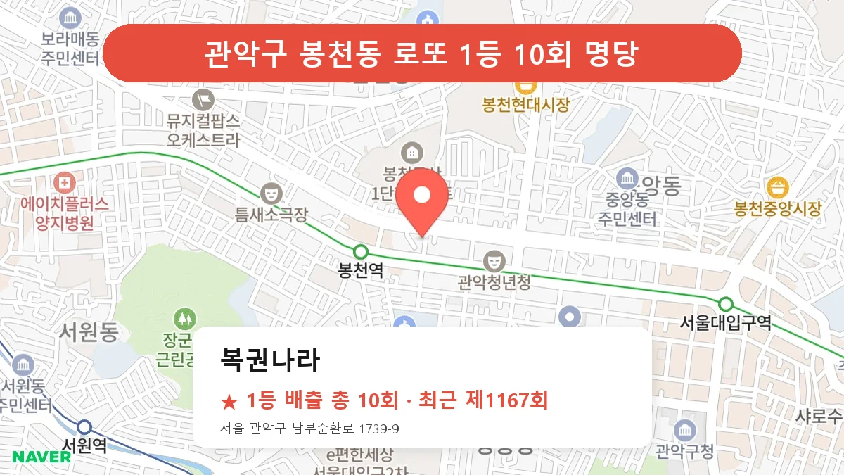 관악구 로또 명당 복권나라 위치