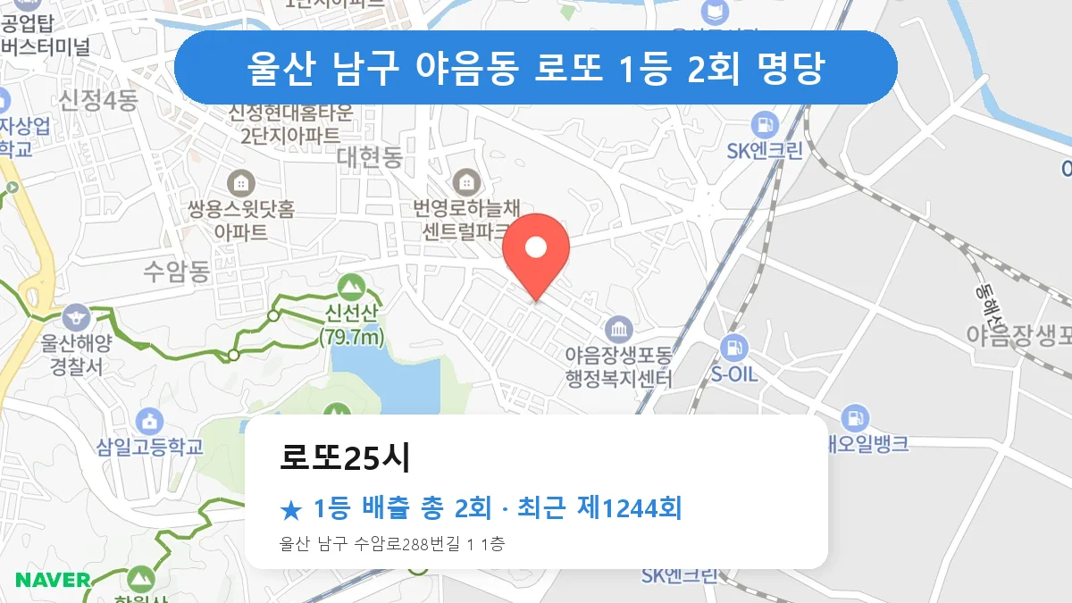 제1244회 남구 야음동 로또 명당 로또25시 위치