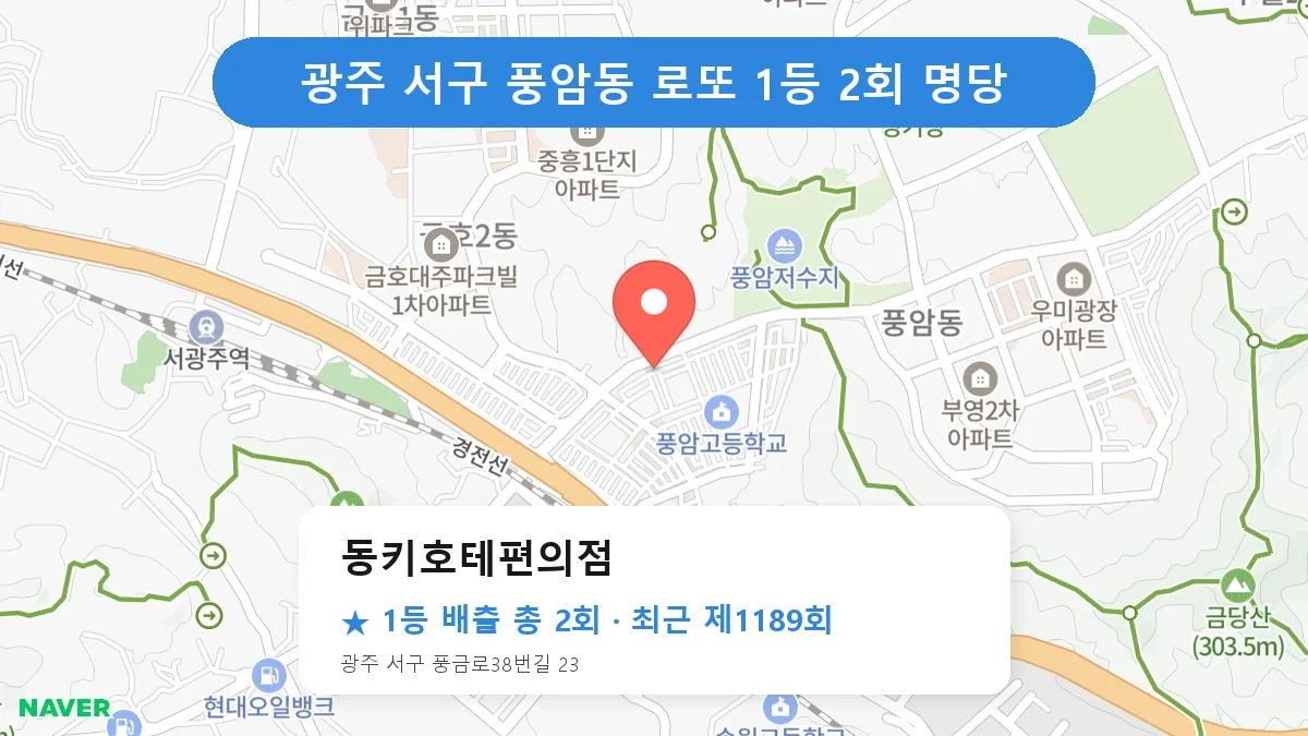 광주 서구 동키호테편의점 로또 1등 2회 명당 | 위치·당첨 이력 (광주 서구 풍암동)