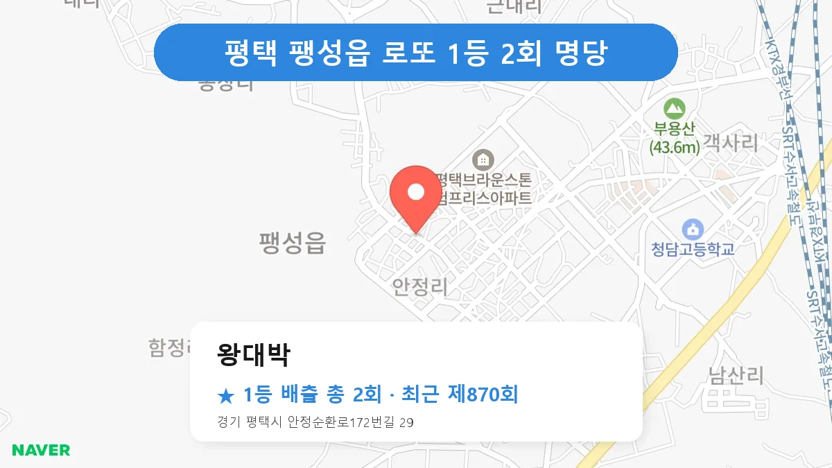 평택 왕대박 로또 1등 2회 명당 | 위치·당첨 이력 (경기 평택시 팽성읍)