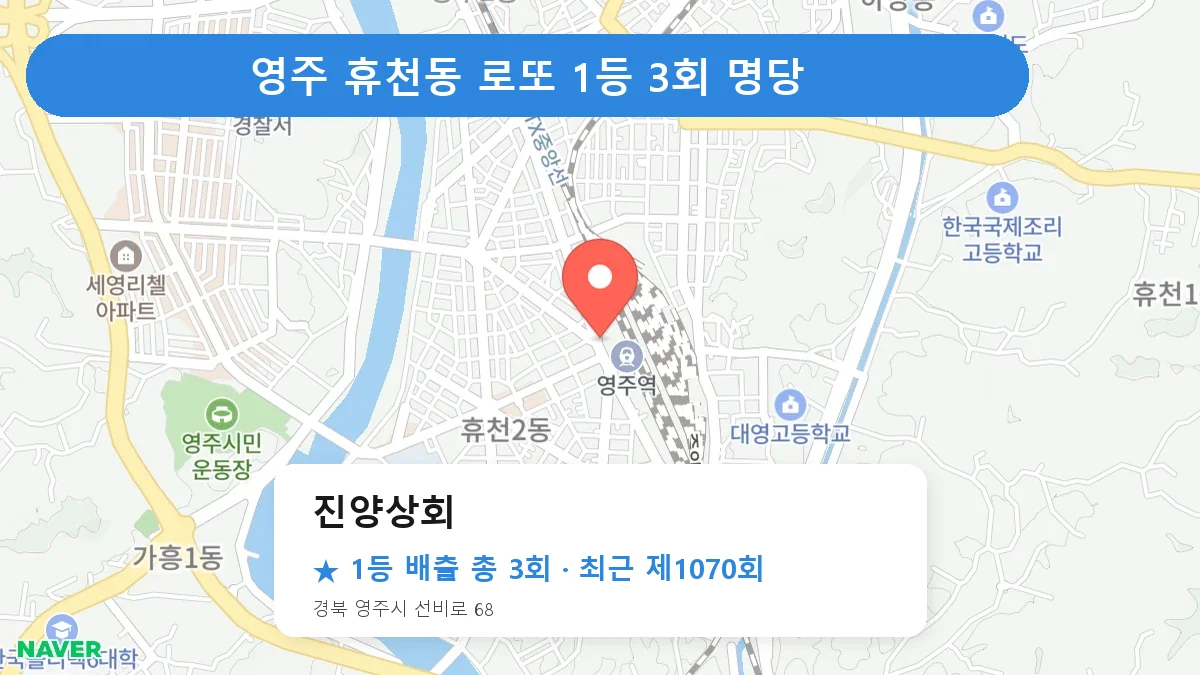 영주 진양상회 로또 1등 3회 명당 | 위치·당첨 이력 (경북 영주시 휴천동)