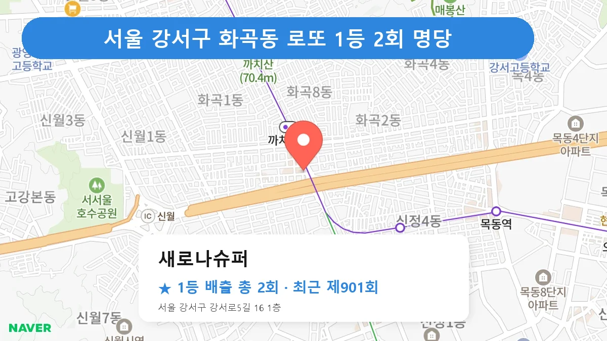 서울 강서구 새로나슈퍼 로또 1등 2회 명당 | 위치·당첨 이력 (서울 강서구 화곡동)