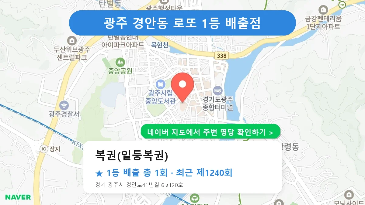 제1240회 광주시 경안동 로또 명당 복권(일등복권) 위치