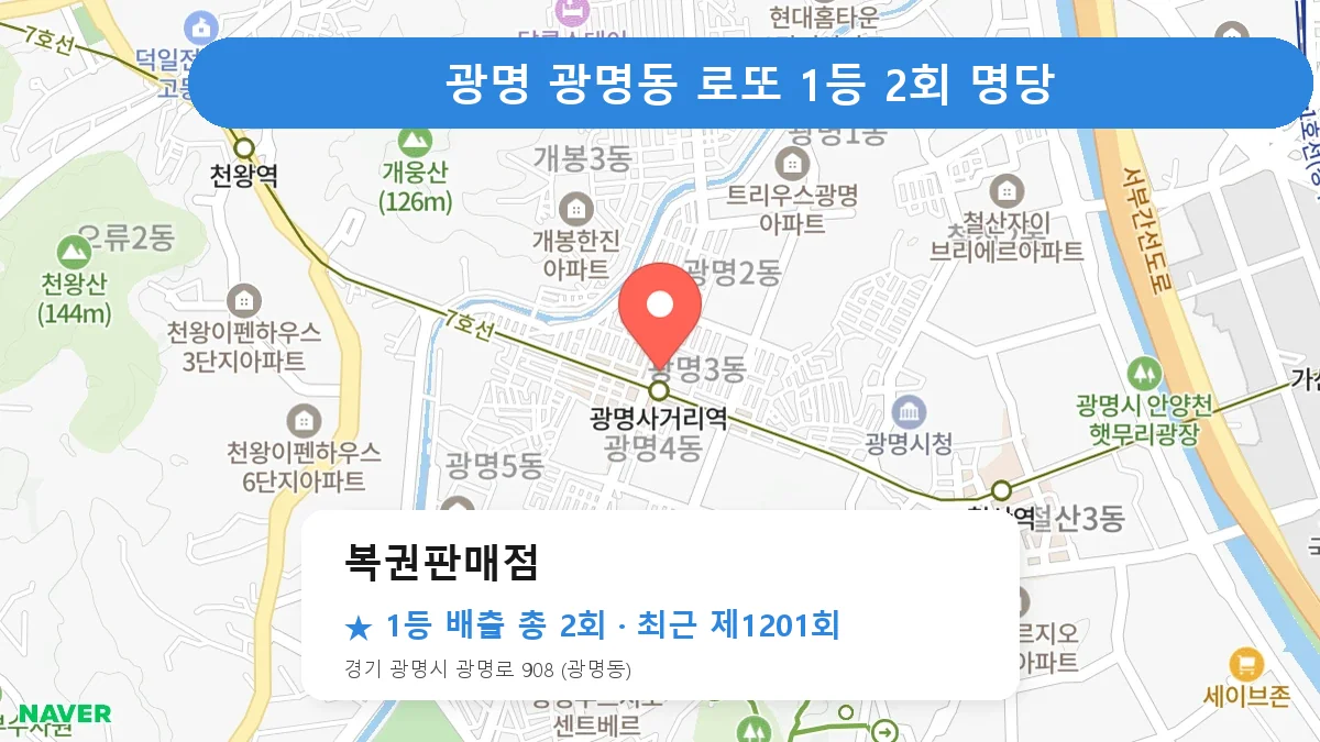 광명 복권판매점 로또 1등 2회 명당 | 위치·당첨 이력 (경기 광명시 광명동)