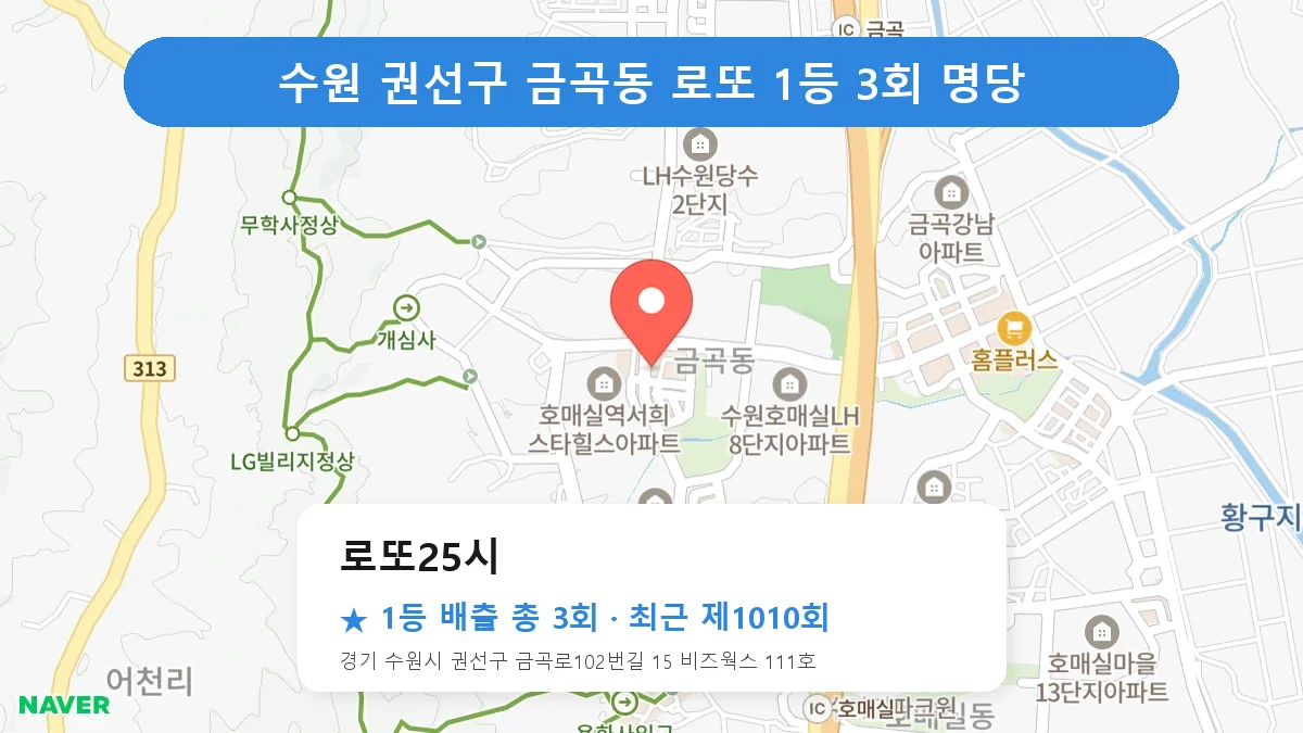 수원 권선구 로또25시 로또 1등 3회 명당 | 위치·당첨 이력 (경기 수원시 권선구 금곡동)