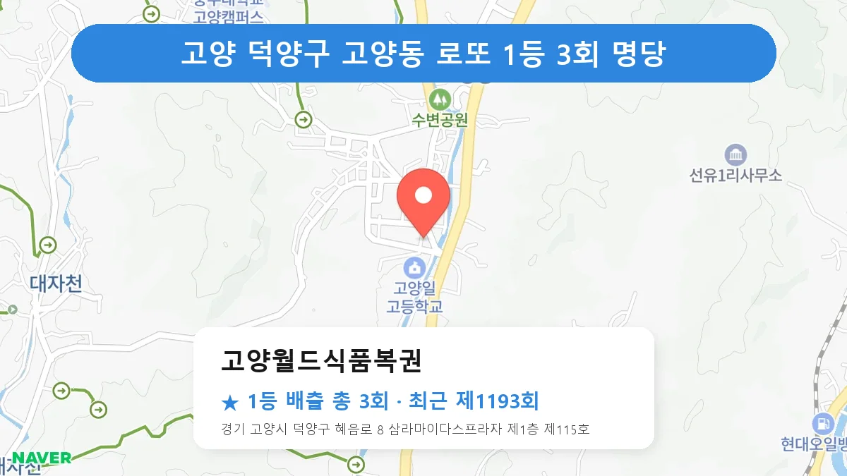 고양 덕양구 로또 명당 고양월드식품복권 위치