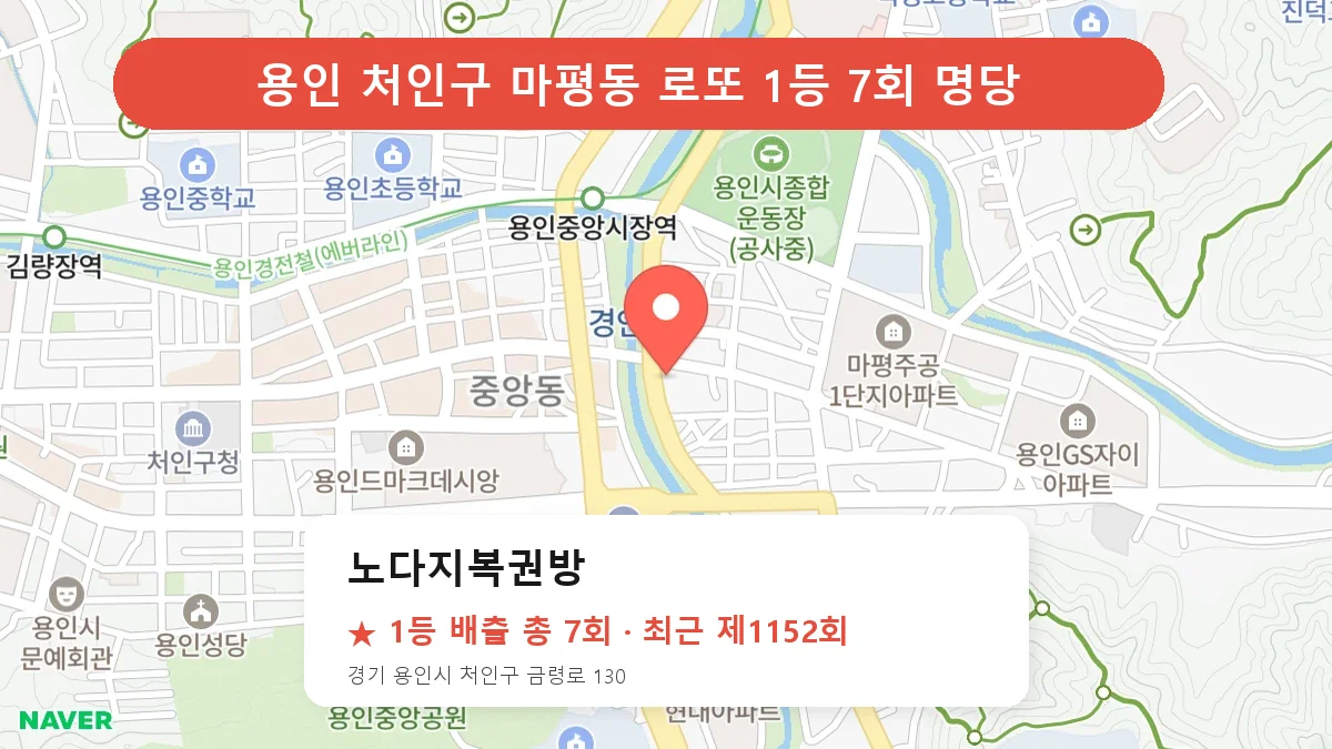 용인 처인구 로또 명당 노다지복권방 위치