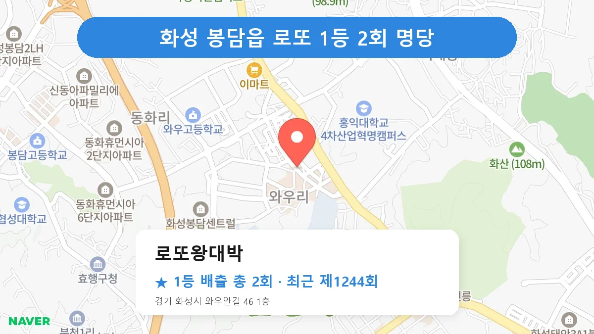 제1244회 화성시 봉담읍 로또 명당 로또왕대박 위치