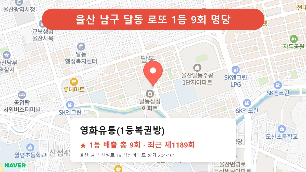 울산 남구 로또 명당 영화유통(1등복권방) 위치