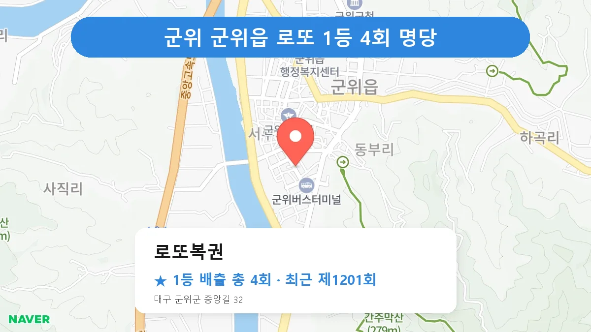 군위 로또복권 로또 1등 4회 명당 | 위치·당첨 이력 (대구 군위군 군위읍)