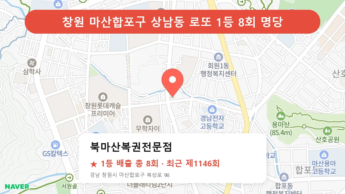 창원 마산합포구 로또 명당 북마산복권전문점 위치