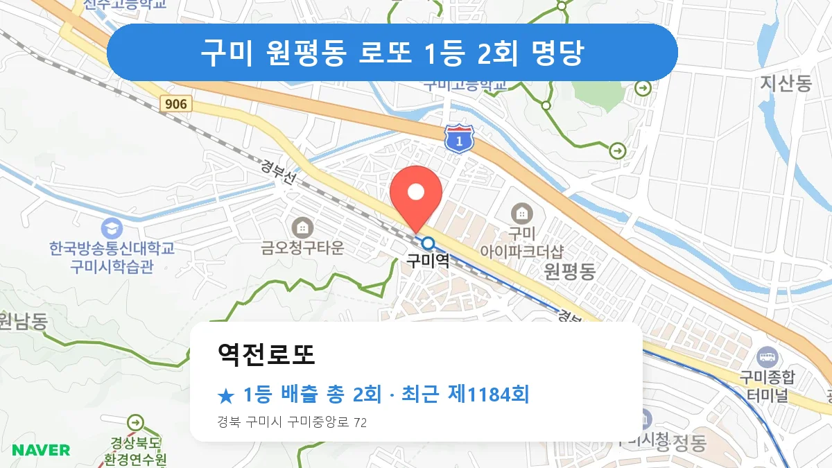 구미 역전로또 로또 1등 2회 명당 | 위치·당첨 이력 (경북 구미시 원평동)