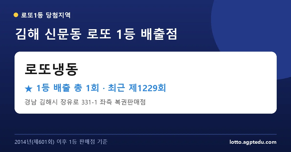 김해 로또 명당 로또냉동 위치