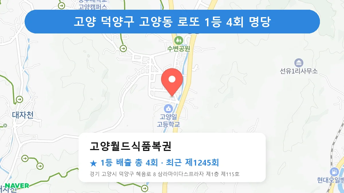 제1245회 고양시 덕양구 고양동 로또 명당 고양월드식품복권 위치