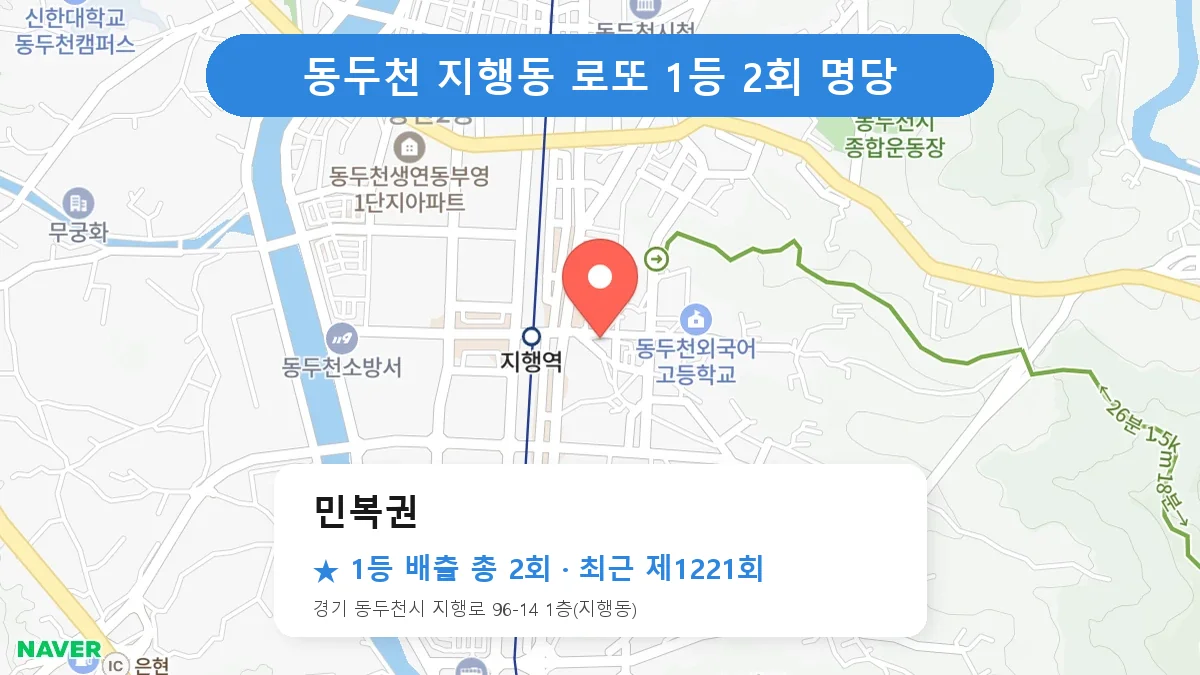 동두천 민복권 로또 1등 2회 명당 | 위치·당첨 이력 (경기 동두천시 지행동)