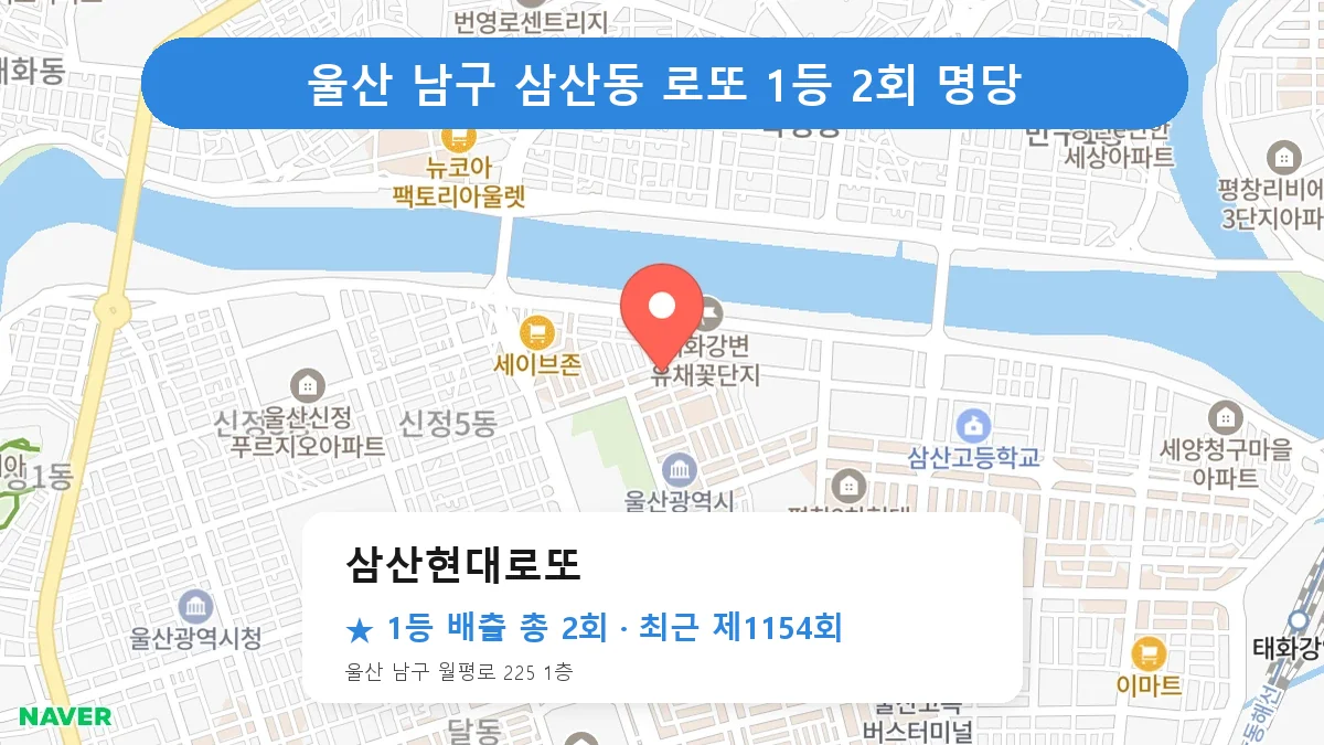 울산 남구 삼산현대로또 로또 1등 2회 명당 | 위치·당첨 이력 (울산 남구 삼산동)