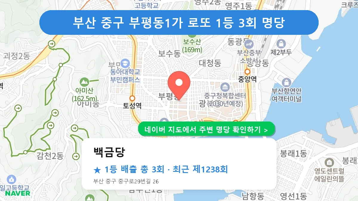 부산 중구 로또 명당 백금당 위치
