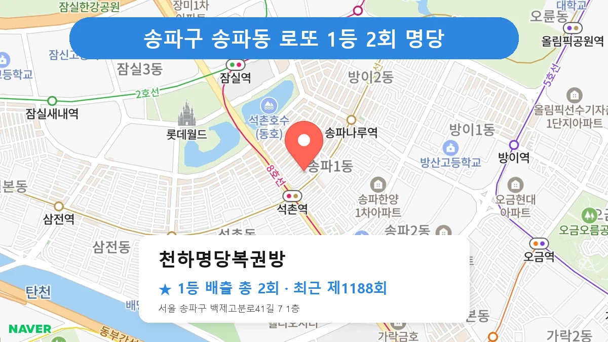 송파구 로또 명당 천하명당복권방 위치