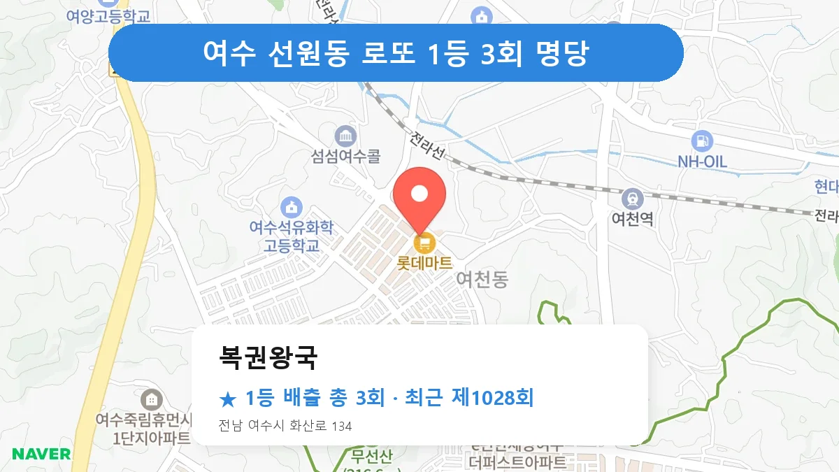 여수 로또 명당 복권왕국 위치