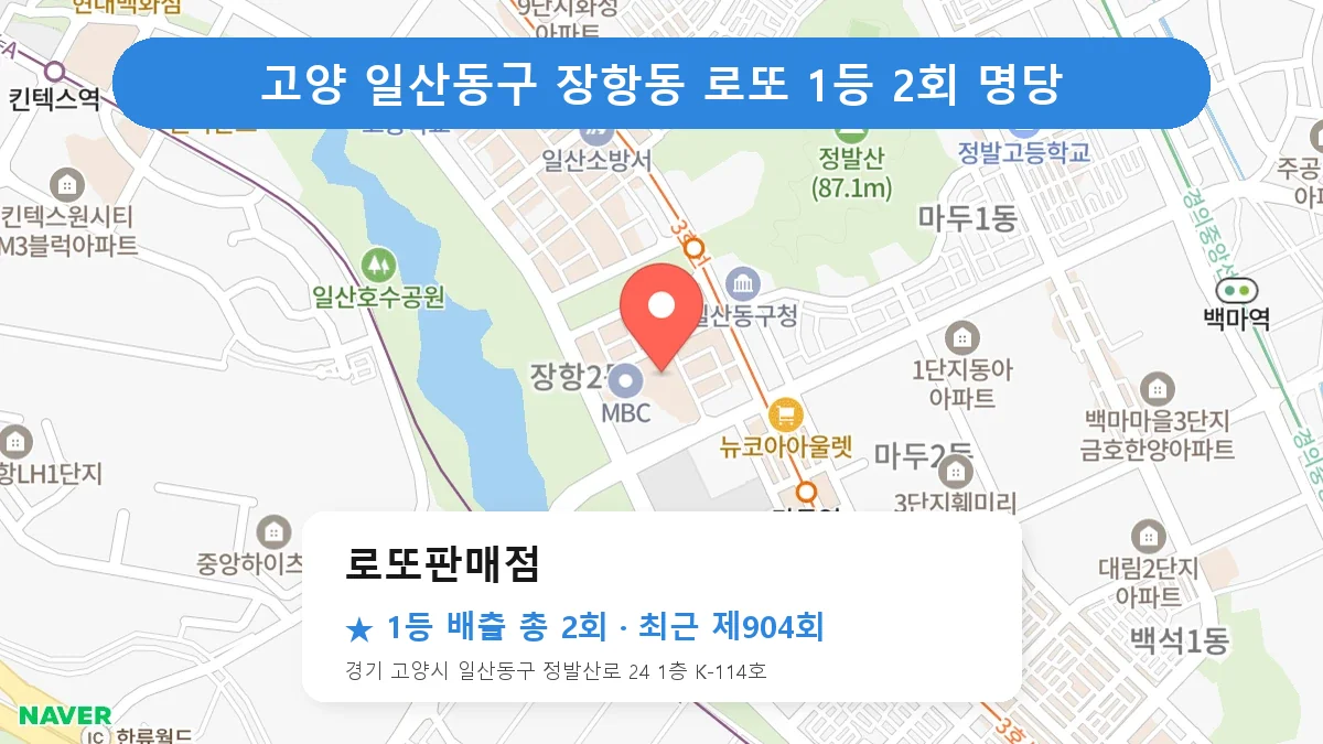 고양 일산동구 로또판매점 로또 1등 2회 명당 | 위치·당첨 이력 (경기 고양시 일산동구 장항동)