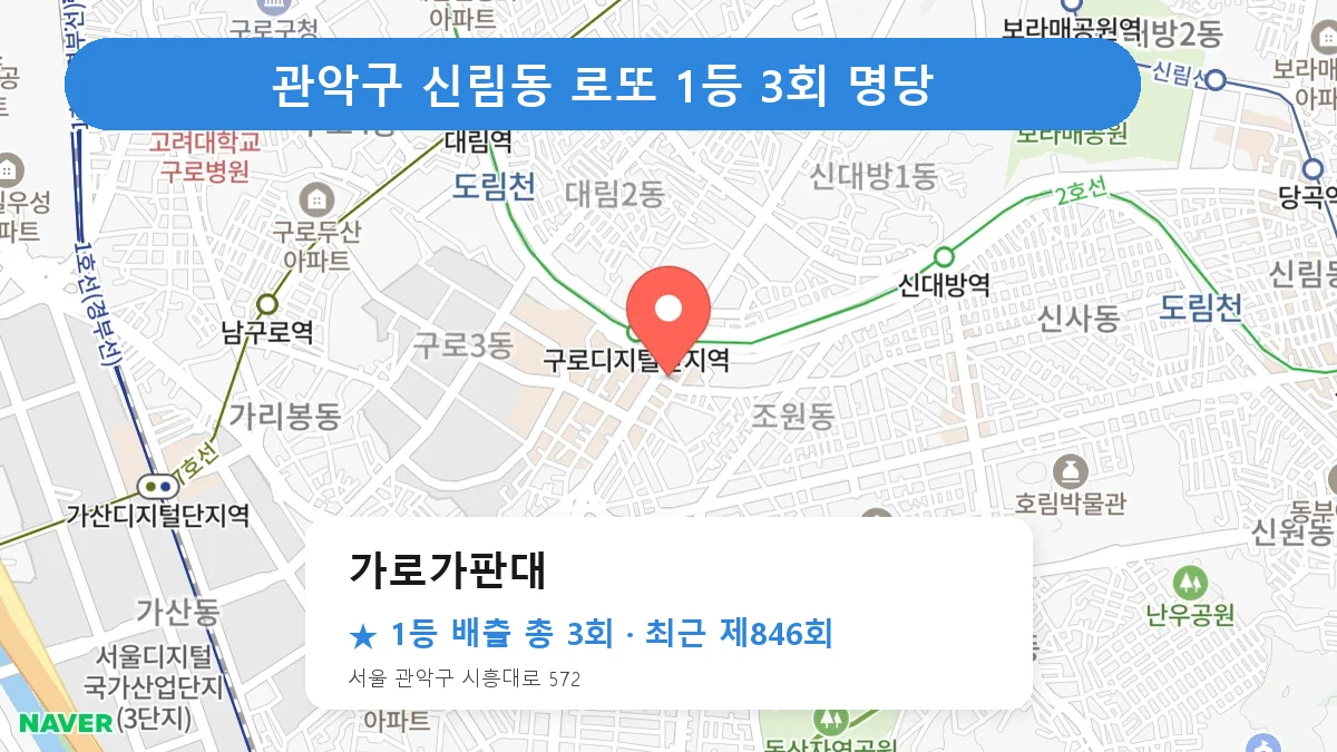 관악구 로또 명당 가로가판대 위치