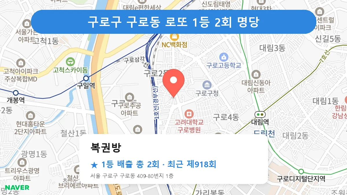 구로구 로또 명당 복권방 위치