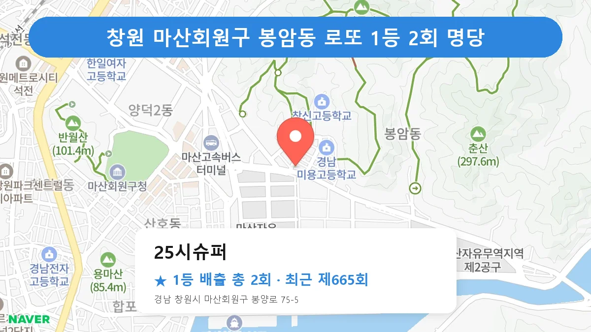 창원 마산회원구 로또 명당 25시슈퍼 위치