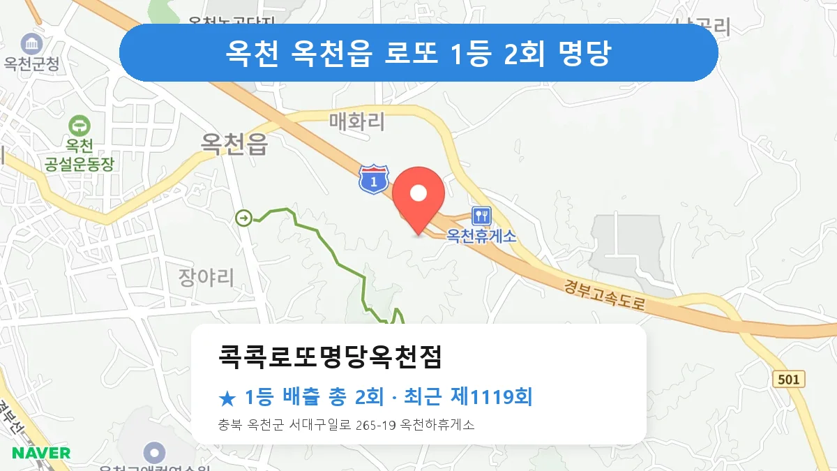 옥천 콕콕로또명당옥천점 로또 1등 2회 명당 | 위치·당첨 이력 (충북 옥천군 옥천읍)