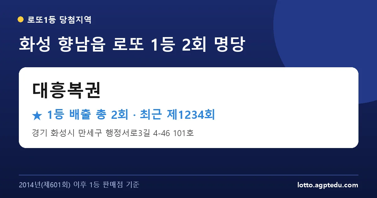 화성 대흥복권 로또 1등 2회 명당 | 위치·당첨 이력 (경기 화성시 향남읍)