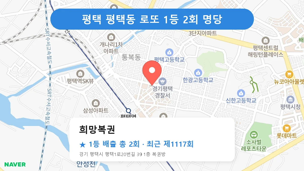 평택 희망복권 로또 1등 2회 명당 | 위치·당첨 이력 (경기 평택시 평택동)