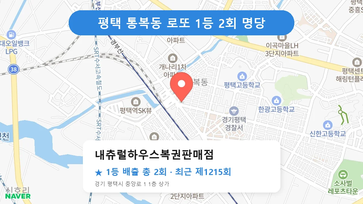 평택 내츄럴하우스복권판매점 로또 1등 2회 명당 | 위치·당첨 이력 (경기 평택시 통복동)