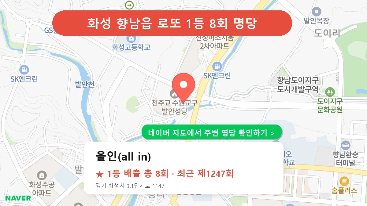 제1247회 화성시 향남읍 로또 명당 올인(all in) 위치
