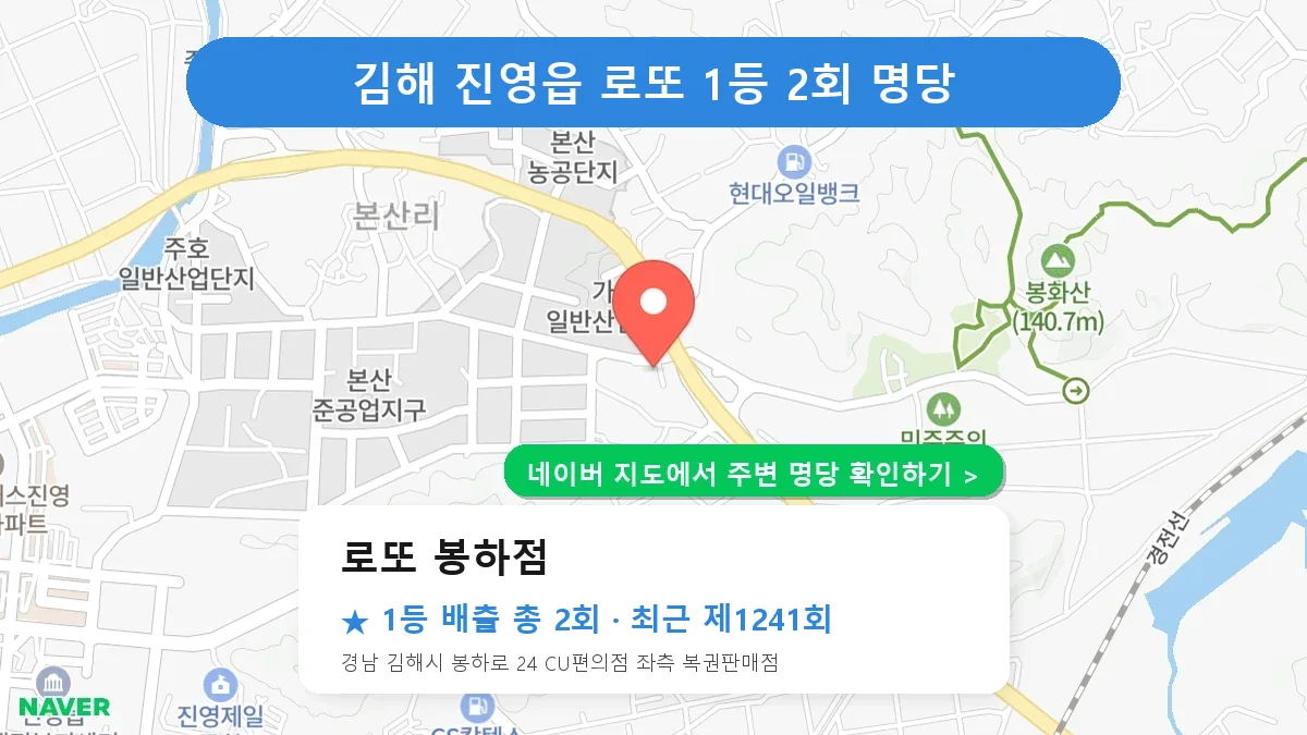 제1241회 김해시 진영읍 로또 명당 로또 봉하점 위치