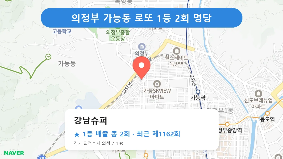 의정부 강남슈퍼 로또 1등 2회 명당 | 위치·당첨 이력 (경기 의정부시 가능동)
