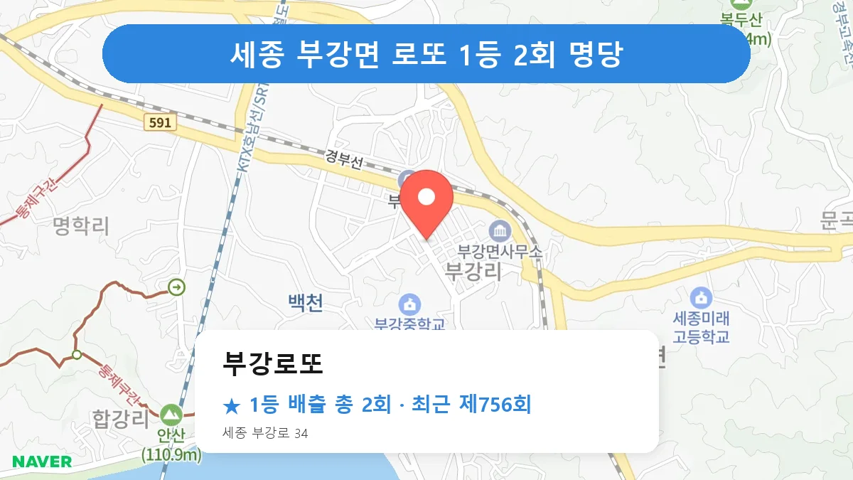 세종 부강로또 로또 1등 2회 명당 | 위치·당첨 이력 (세종 부강면)