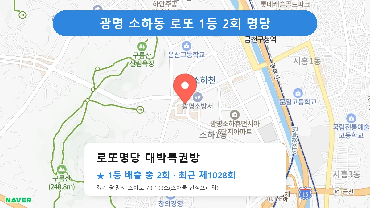 광명 로또명당 대박복권방 로또 1등 2회 명당 | 위치·당첨 이력 (경기 광명시 소하동)