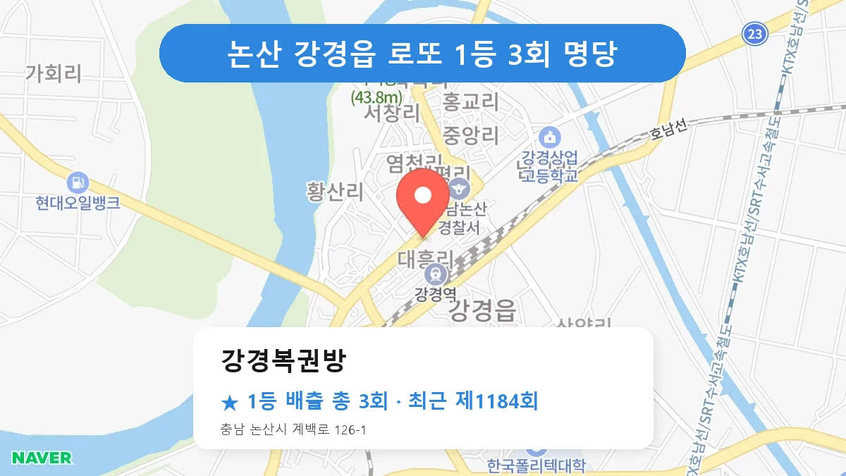 논산 강경복권방 로또 1등 3회 명당 | 위치·당첨 이력 (충남 논산시 강경읍)