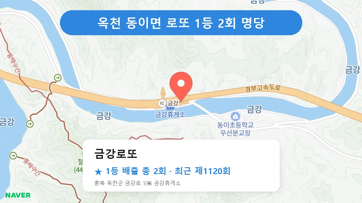 옥천 금강로또 로또 1등 2회 명당 | 위치·당첨 이력 (충북 옥천군 동이면)