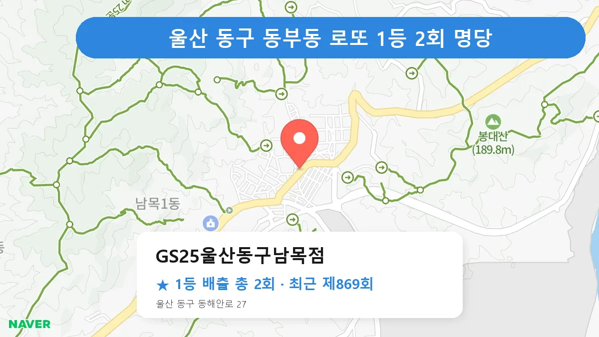울산 동구 로또 명당 GS25울산동구남목점 위치